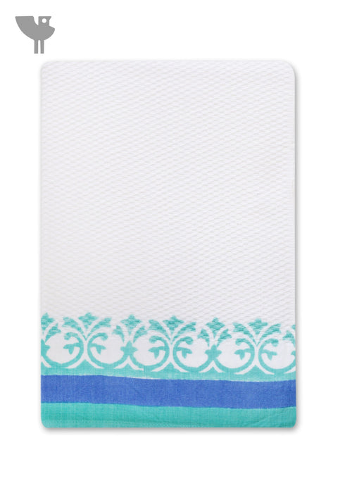 Handloom Cotton Hand Towel With Block Print Border